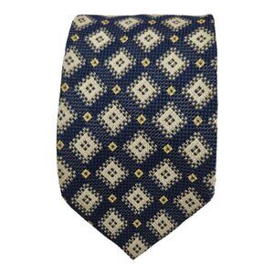 CARDINALE Blue Geometric Silk Tie HANDMADE ITALY 61”/ 3.5” EC